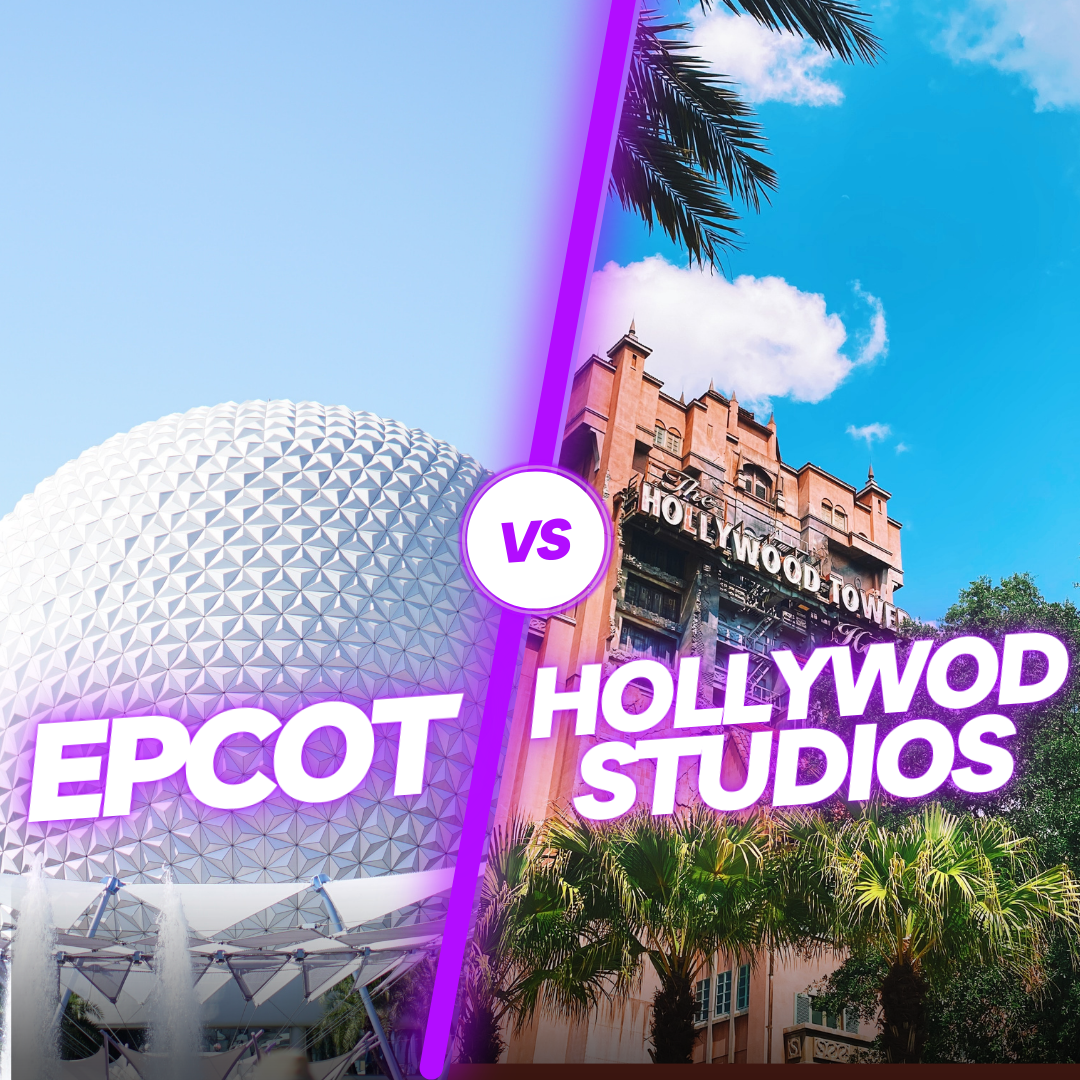 side by side comparison of Epcot vs Hollywood studios