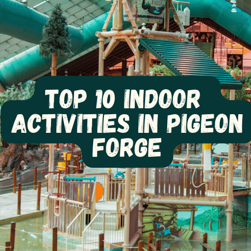wild bear falls water park as background with title that reads ," top 10 indoor activities in pigeon forge"