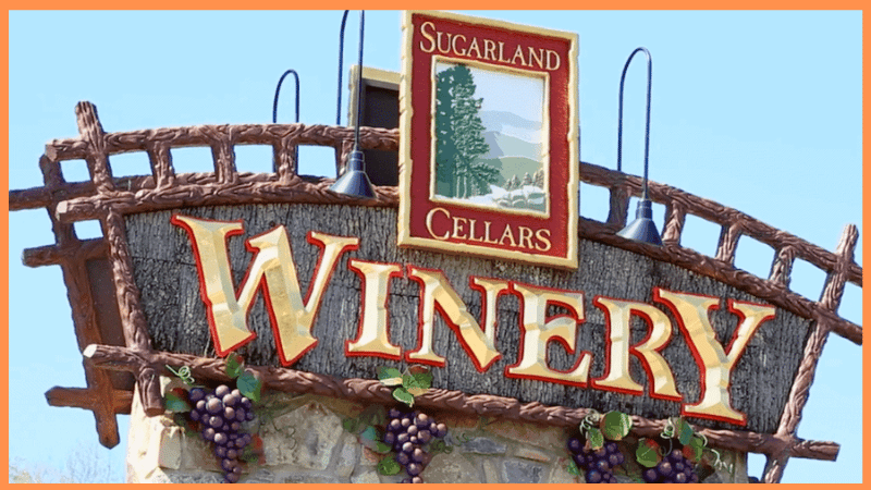 sign of sugar land cellars winery with orange border